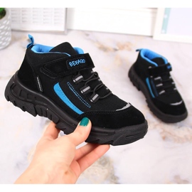 Vattentäta höga vandringsskor för barn svarta Befado 515X002 svart blå 1