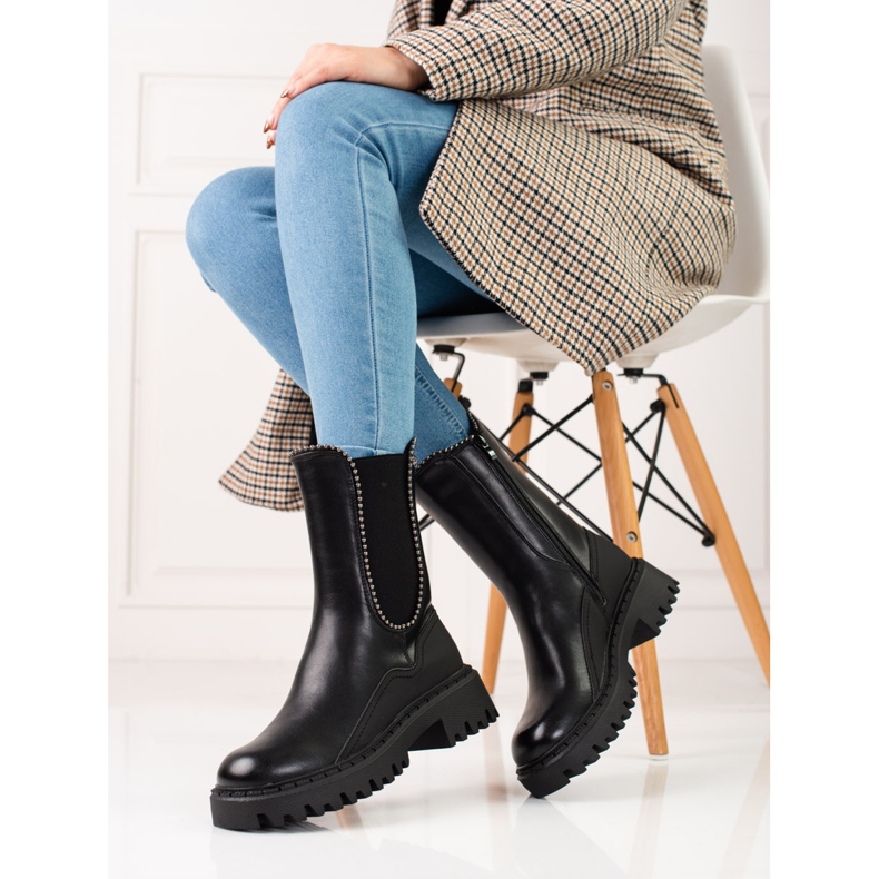 Höga Chelsea-stövlar av ekologiskt läder svart 1