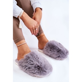 BM Grå sherylpälstofflor för kvinnor 1