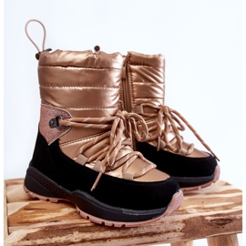 PE1 Barns guld Leena varma snöstövlar med dragkedja gyllene 1