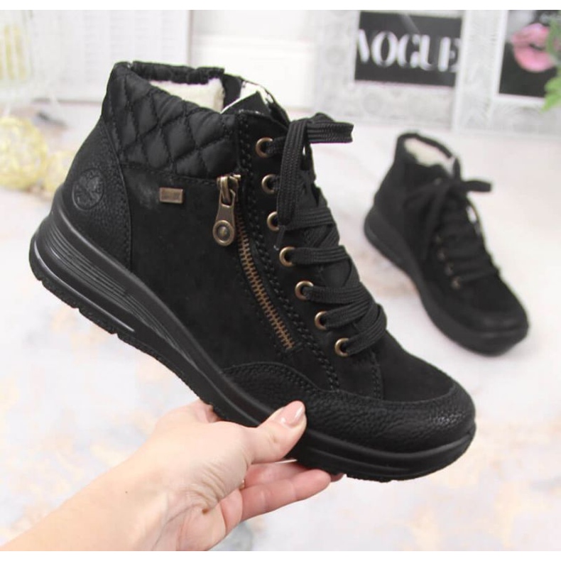 Rieker W RKR567 vattentäta läderisolerade stövlar svart 1