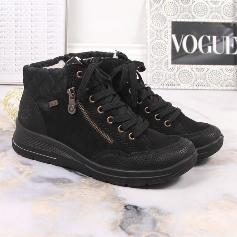 Rieker W RKR567 vattentäta läderisolerade stövlar svart 2