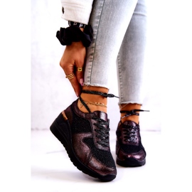 Läder Wedge Sneakers Med Mesh S.Barski Svart 1