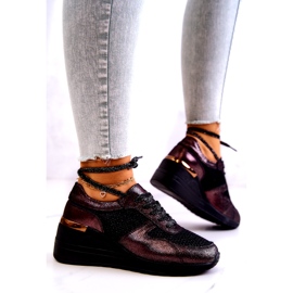 Läder Wedge Sneakers Med Mesh S.Barski Svart 2