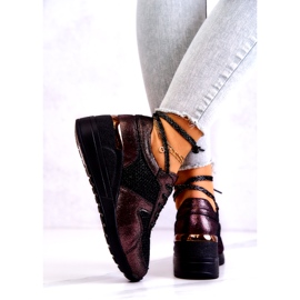 Läder Wedge Sneakers Med Mesh S.Barski Svart 3