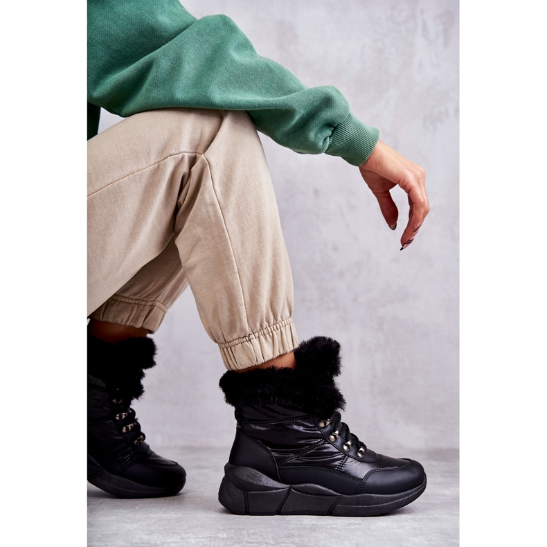 NEWS Snöskor med snörning för kvinnor Svart Anna 5