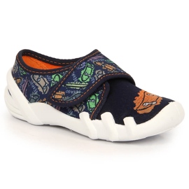 Pojktofflor med kardborre marinblå Befado 273Y345 granat 2