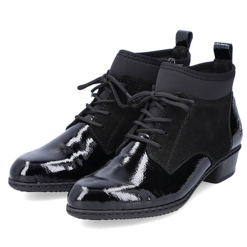 Läderlackade isolerade stövlar Rieker W RKR573 svart 1