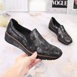 Bekväma slip-on skor med elastiska band Rieker W RKR166B svart 2