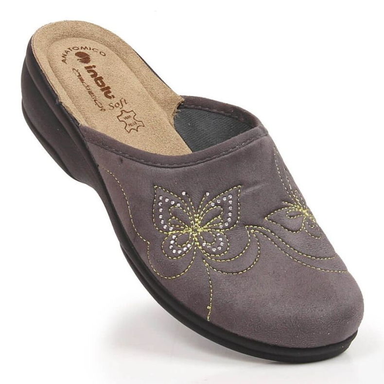 Bekväma Inblu W ARC21 velourtofflor grå 1