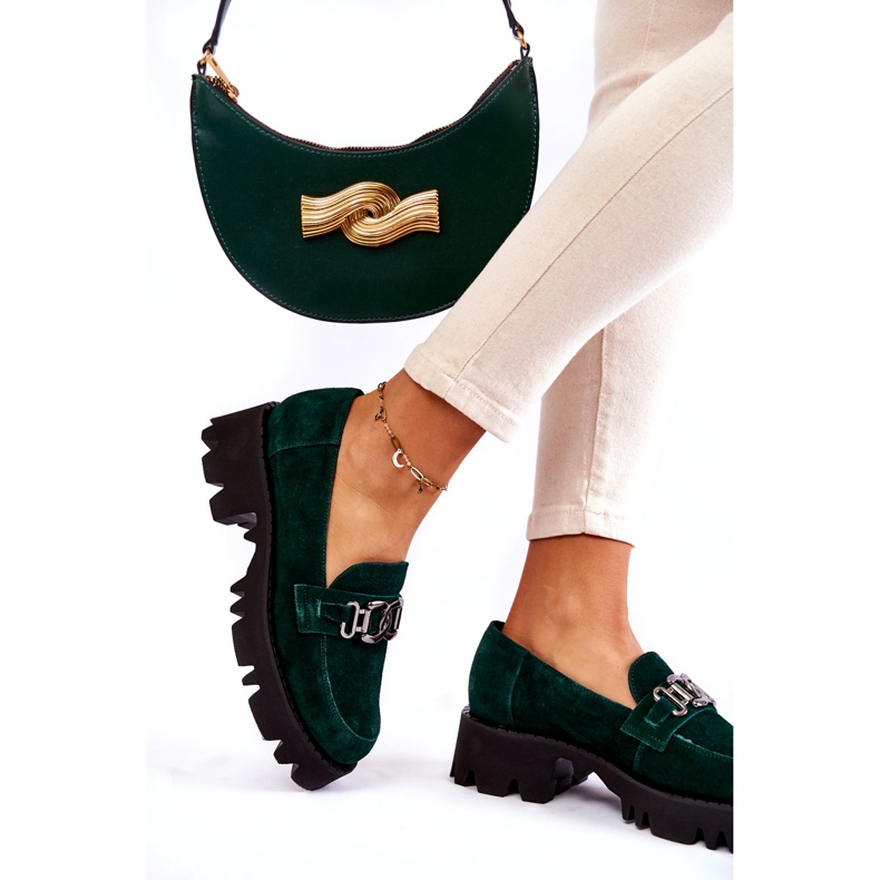 Kvinnors mocka skor med dekoration Laura Messi 2489 Green grön 2