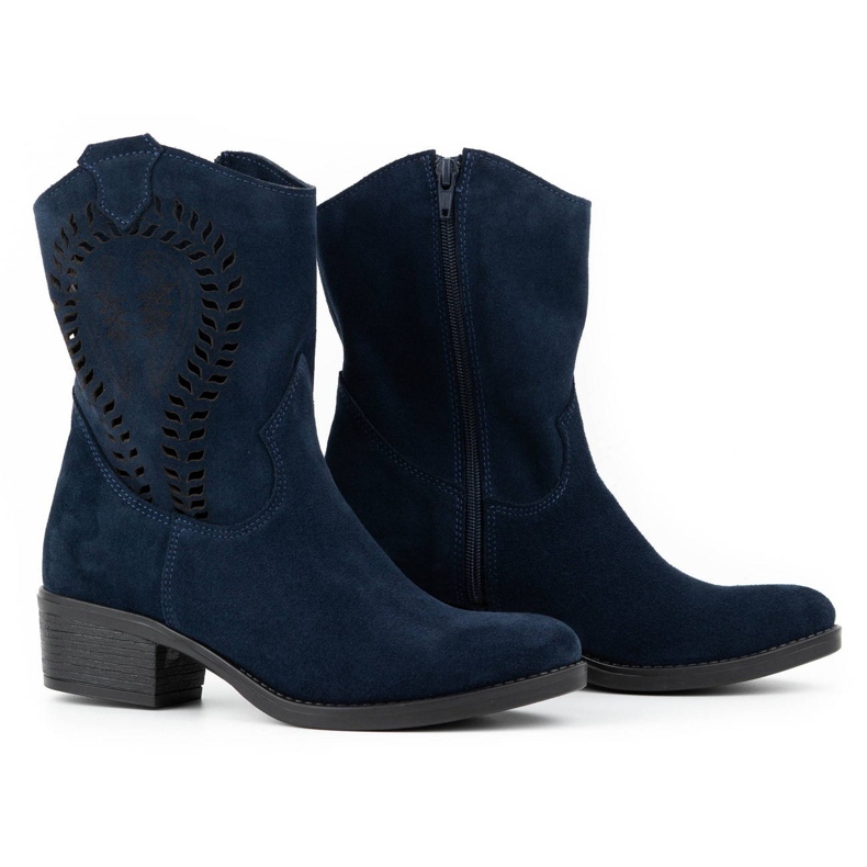 Olivier Kvinnors genombrutna höga klackar Angela marinblå stövlar 2