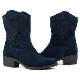 Olivier Kvinnors genombrutna höga klackar Angela marinblå stövlar 3