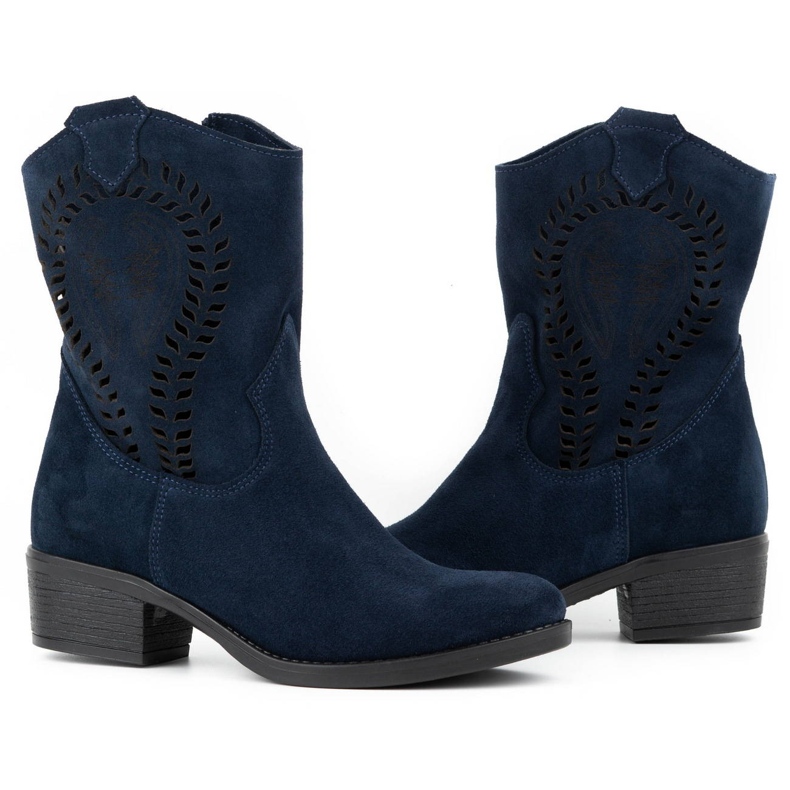 Olivier Kvinnors genombrutna höga klackar Angela marinblå stövlar 3