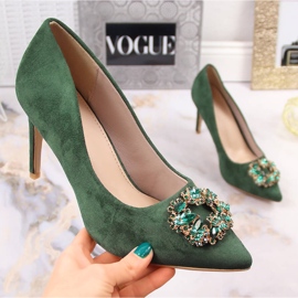 Gröna mockaklackar med cubic zirconias Sabatina 1328-1 1