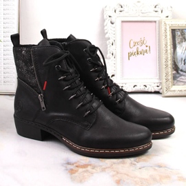 Rieker Y0800-00 bekväma damstövlar med platta klackar svart 2