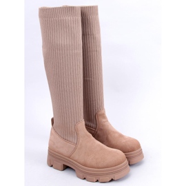 BM Janelle Khaki strumpor beige 1