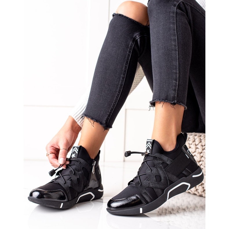 VINCEZA Slip-On sportskor svart 1