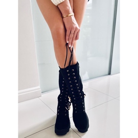 Charlize svarta snörstövlar i mocka 1