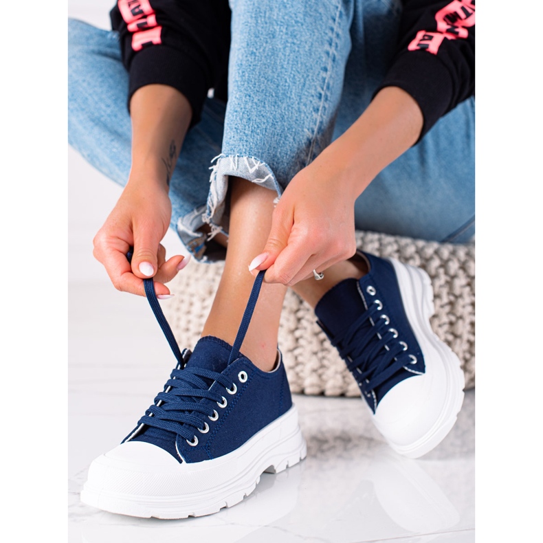 SHELOVET Marinblå sneakers för kvinnor 1