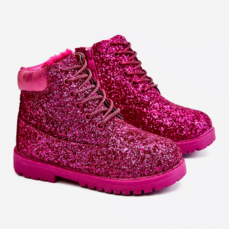 BM Barnens Brokad Warm Boots Trappers Fuchsia Mermaid rosa rosa 1