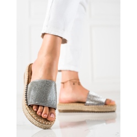 SHELOVET Tofflor med cubic zirconia silver- grå 1