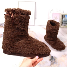 BM Kvinnors höga värmda pälstofflor bruna Stella 1