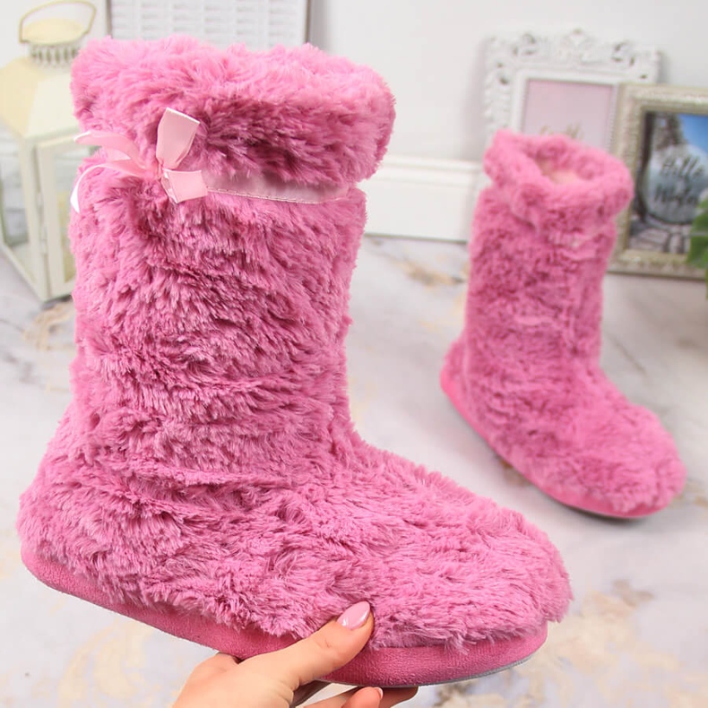 BM Kvinnors högisolerade pälstofflor rosa Stella 1