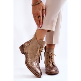 Läder platta klackstövlar Maciejka 2878J-04 Beige 1