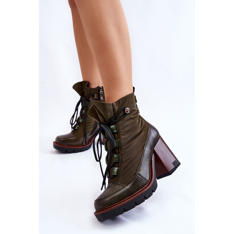 Fashionabla högklackade stövlar Maciejka 05777-09 Grön 2