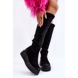 PL5 Mocka Platform Knä Boots Black Spectrum svart 1