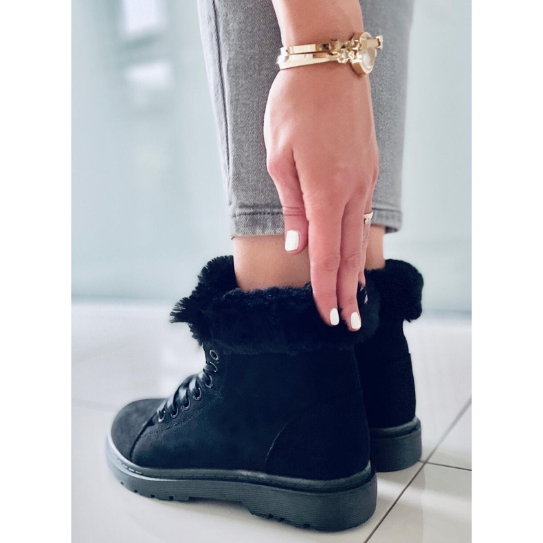 BM Snörstövlar med päls Morena Black svart 1