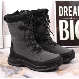 DK 2105 grå vattentäta snöstövlar med snörning och dragkedja 2