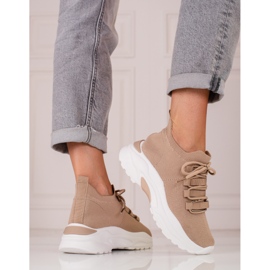TRENDI Knytna Sneakers På Plattformen beige 2