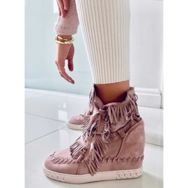 BM Peggy Pink sneakers med fransar i mocka rosa 1
