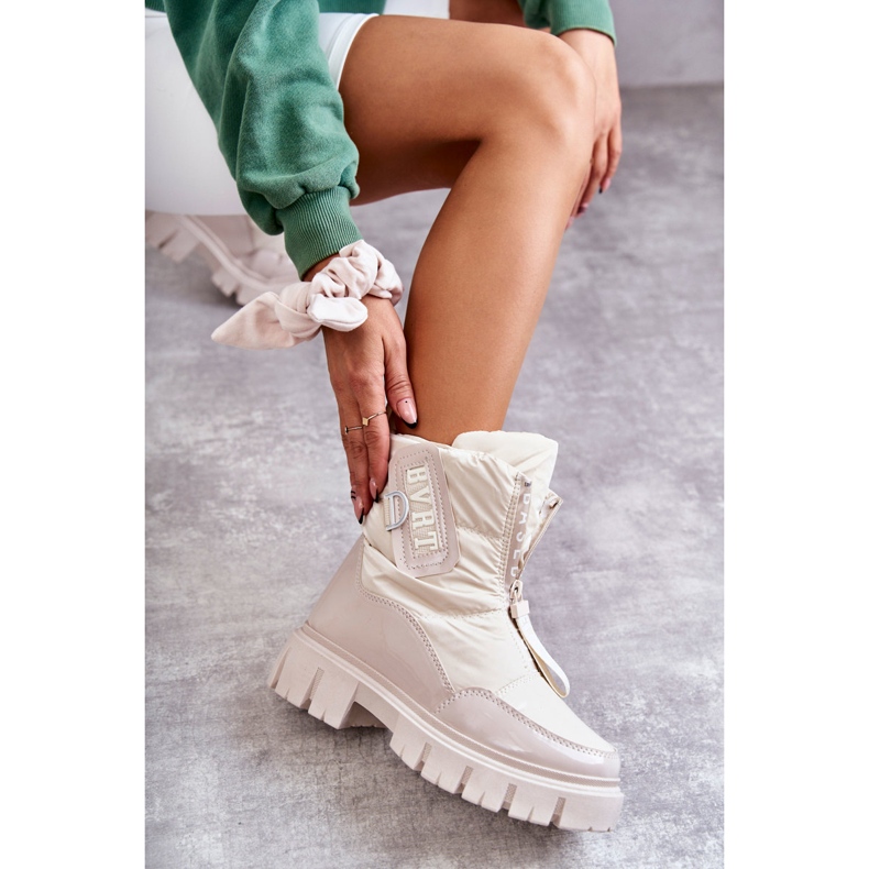 PM1 Dam Beige Varma snöstövlar med dragkedja Marit 4