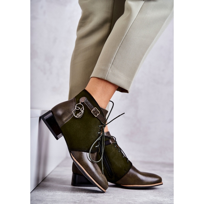 Skinnstövlar för dam Maciejka 5743A-09 Gröna stövlar 1