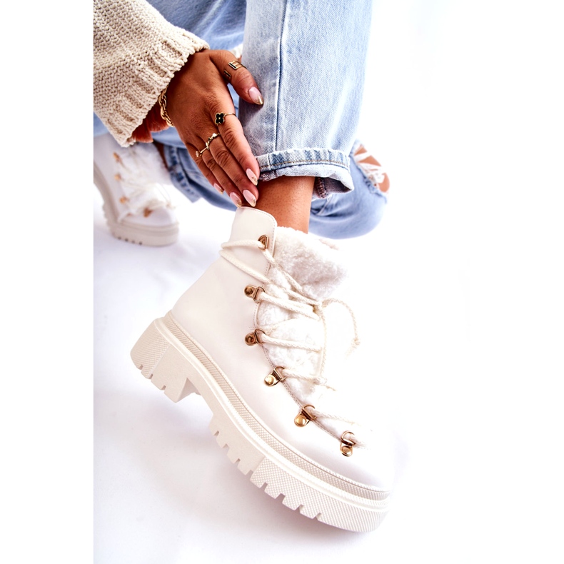 PS1 Eco-läder varma stövlar Trappers Vit Arisa 3