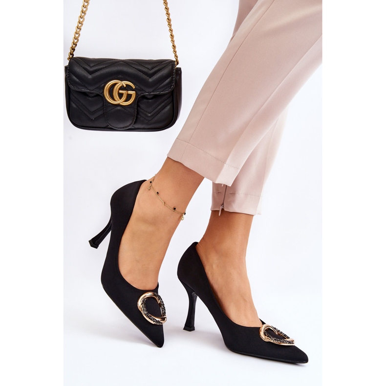 PS1 Eleganta högklackade klackar med trendig svart ädel dekoration 2