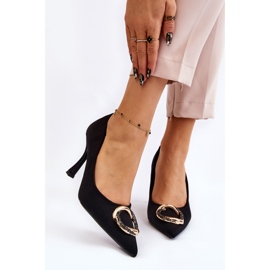 PS1 Eleganta högklackade klackar med trendig svart ädel dekoration 1