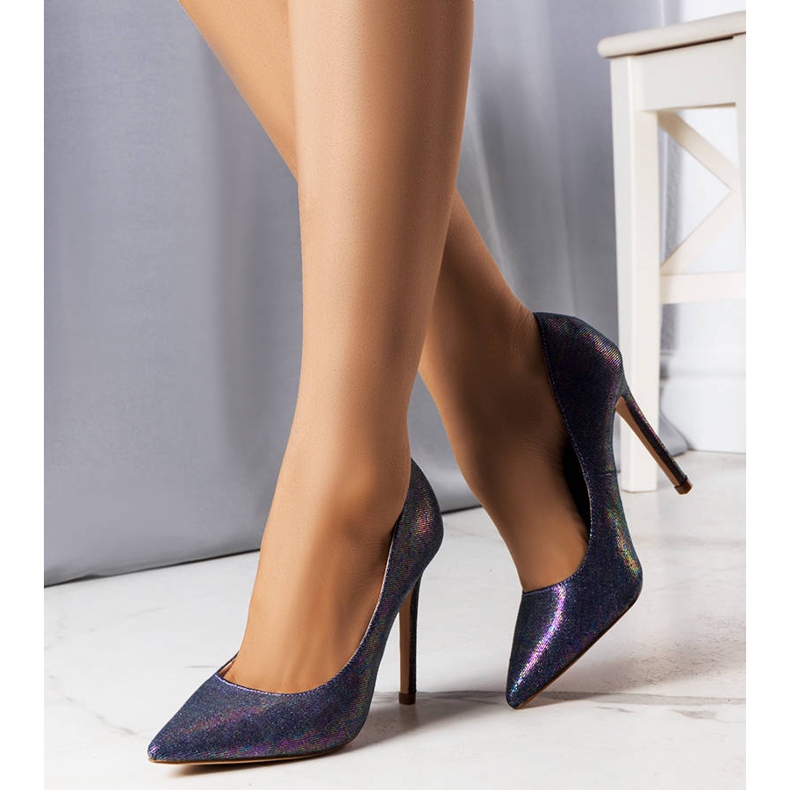 Lila pumpar glänsande höga klackar violett 1