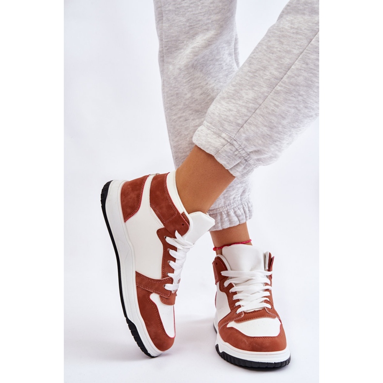 BM Höga Dam Sportskor Sneakers White Camel Rykte vit brun 2