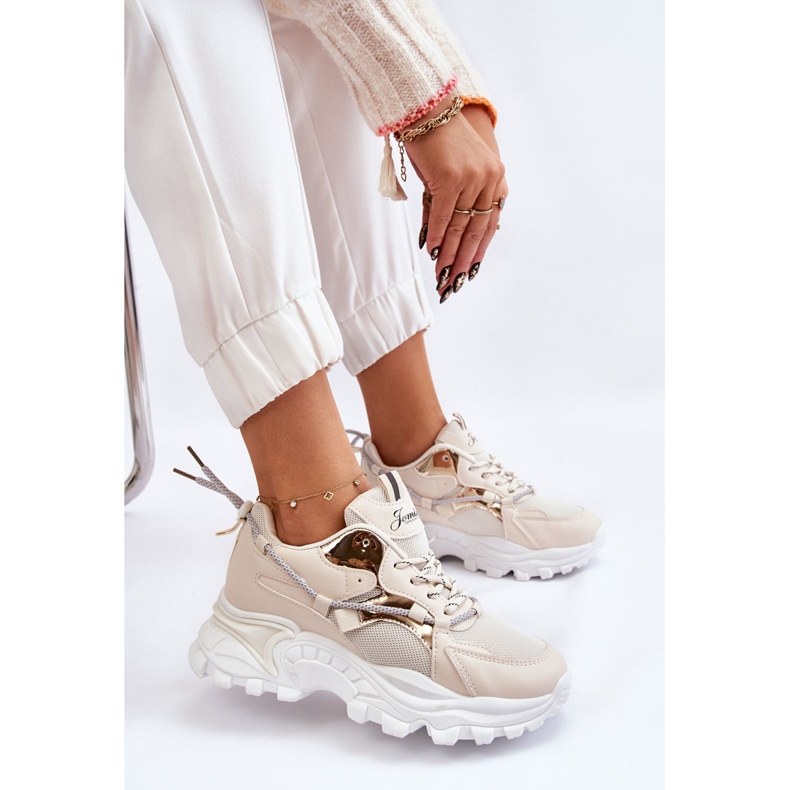 PA1 Damsportskor Snörning på Plattformen Beige Minea 2