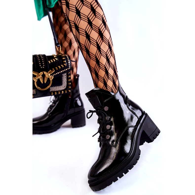 Vinceza Lackade Varma Snörstövlar Svart Ragnhild 1