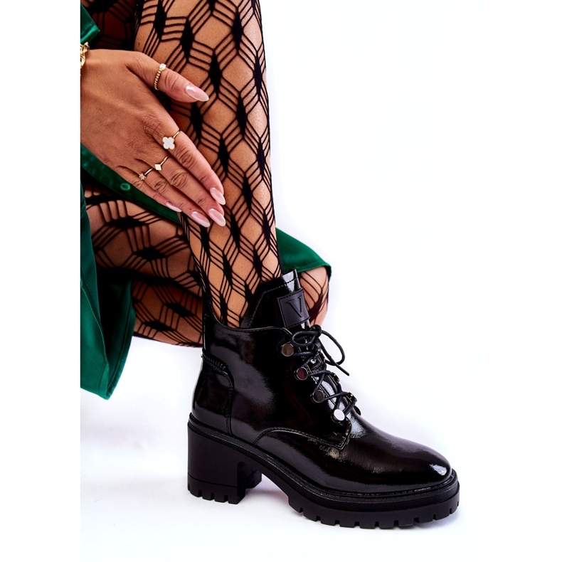 Vinceza Lackade Varma Snörstövlar Svart Ragnhild 3