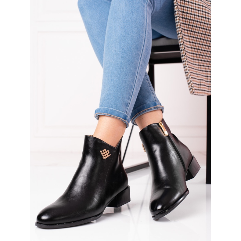 W. Potocki Potocki damstövlar med platt klack svart 1