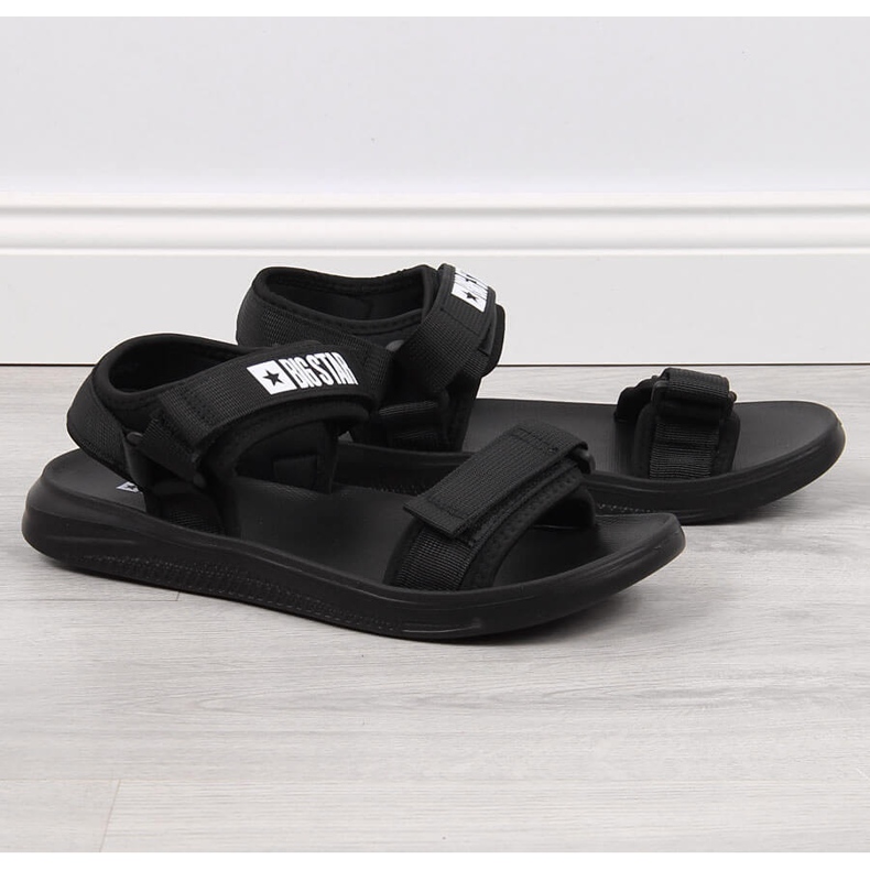 Big Star HH174842 svarta herrsportsandaler med kardborreband 1
