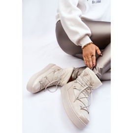 PM1 Fashionabla snöstövlar med snörning för kvinnor Ljusbeige Carrios 1