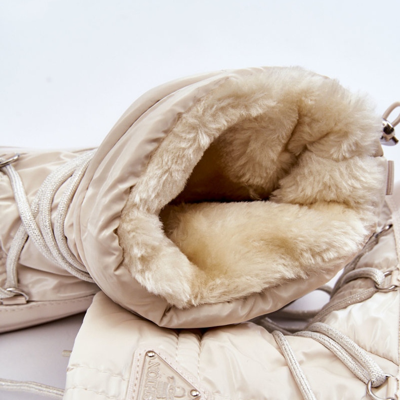 PM1 Fashionabla snöstövlar med snörning för kvinnor Ljusbeige Carrios 2