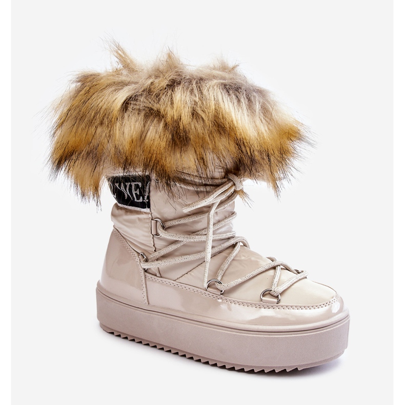 Barns isolerade snöstövlar Snörning Beige Colioris brun 1